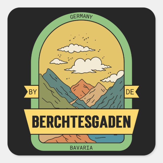 Pegatina Cuadrada berchtesgaden bavaria alps souvenir (Anverso)