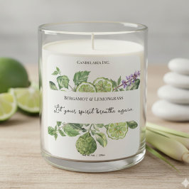 Pegatina Cuadrada Bergamot Lemongrass Candle Label Quote Sticker