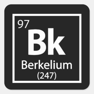 Pegatina Cuadrada Berkelium - Tabla periódica de ciencias de Berkele