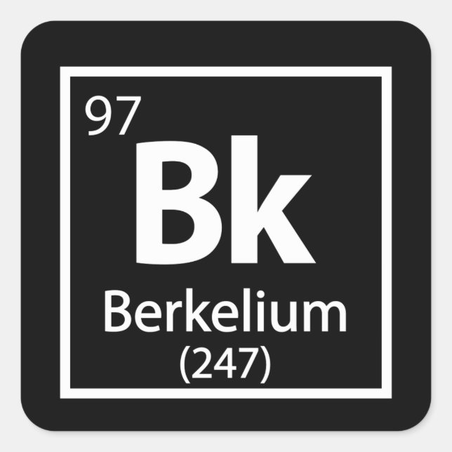Pegatina Cuadrada Berkelium - Tabla periódica de ciencias de Berkele (Anverso)