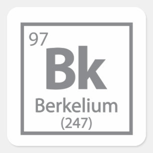 Pegatina Cuadrada Berkelium - Tabla periódica de ciencias de Berkele