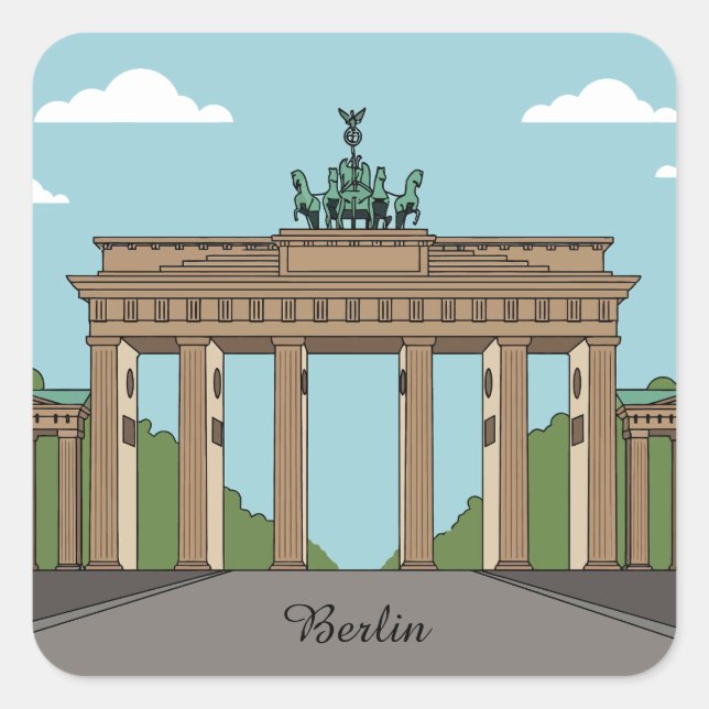 Pegatina Cuadrada Berlin Brandenburg Gate – Classic City Landmark (Anverso)