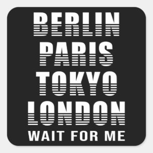 Pegatina Cuadrada Berlín París Tokio ciudades de Londres regalo dive