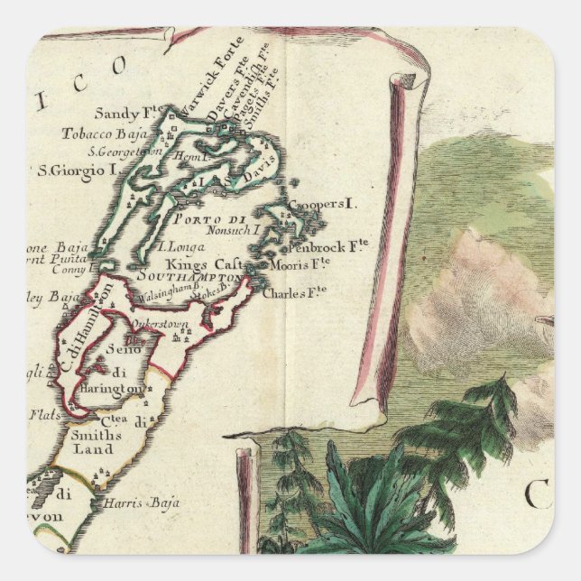 Pegatina Cuadrada Bermudas (Anverso)