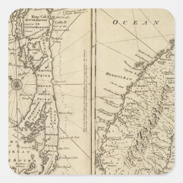 Pegatina Cuadrada Bermudas (Anverso)