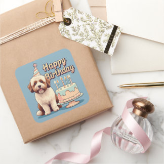 Pegatina Cuadrada Bernedoodle Dog Colorful