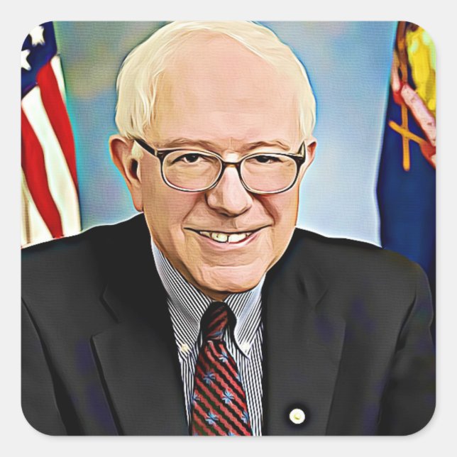 Pegatina Cuadrada Bernie Sanders apoya a los Pegatinas de arte digit (Anverso)