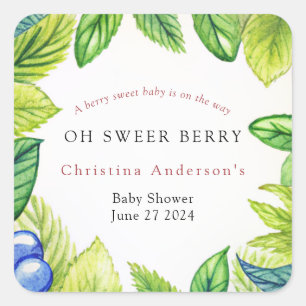 Pegatina Cuadrada Berries Strawberry Berry Sweet Baby Shower