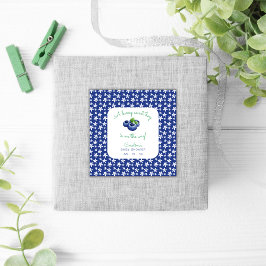 Pegatina Cuadrada Berry Sweet Baby Boy Shower Blueberry