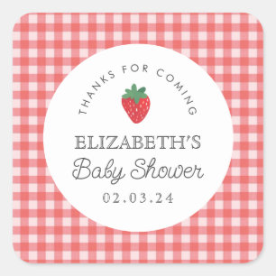 Pegatina Cuadrada Berry Sweet Baby Shower Picnic