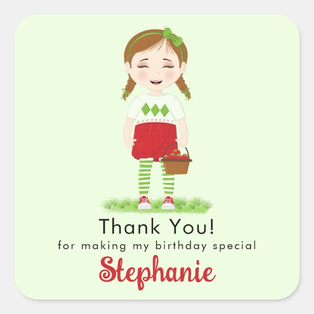 Pegatina Cuadrada Berry Sweet Birthday (Anverso)