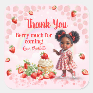Pegatina Cuadrada Berry Sweet Birthday - Afro Baby Berry