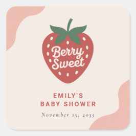Pegatina Cuadrada Berry Sweet Cute Baby Shower