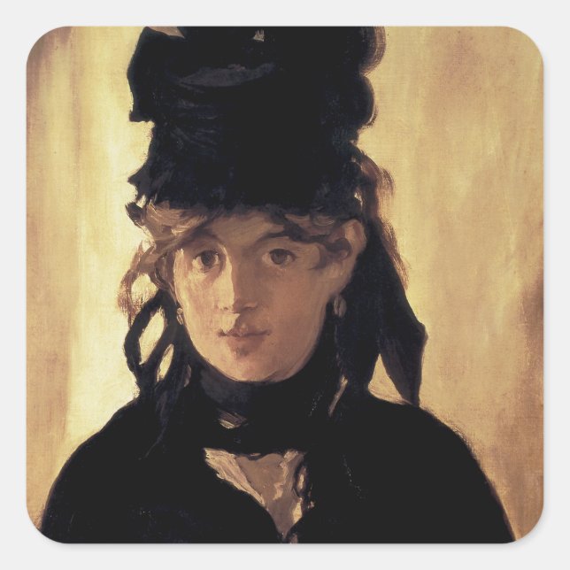 Pegatina Cuadrada Berthe Morisot con un Bouquet de Violetas (Anverso)