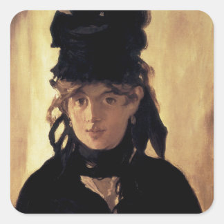Pegatina Cuadrada Berthe Morisot con un Bouquet de Violetas