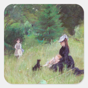 Pegatina Cuadrada Berthe Morisot - En un parque / Dans le parc