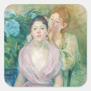Pegatina Cuadrada Berthe Morisot - La Hortensia / Las Dos Hermanas