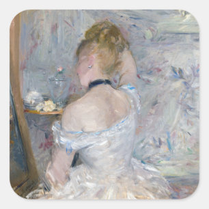 Pegatina Cuadrada Berthe Morisot - Mujer en su tocador