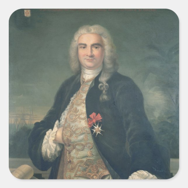 Pegatina Cuadrada Bertrand-Francois Mahe de la Bourdonnais (Anverso)