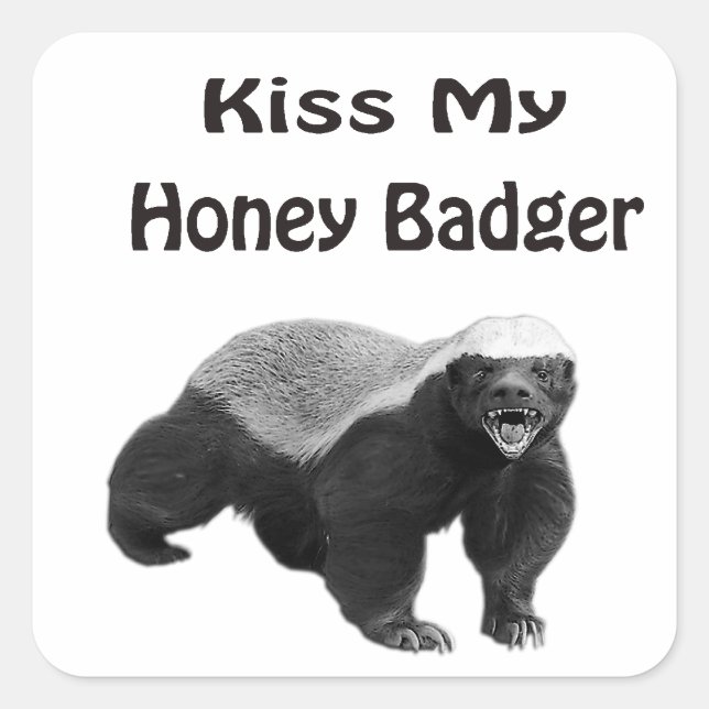 Pegatina Cuadrada Besa mi querida Badger (Anverso)