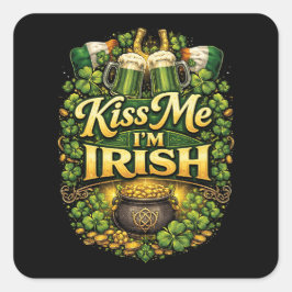 Pegatina Cuadrada Bésame, soy irlandés