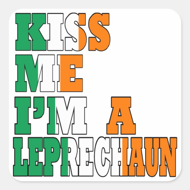 Pegatina Cuadrada Bésame, soy un leprechaun. (Anverso)