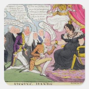 Pegatina Cuadrada Besando las manos, publicadas 1827 (litho del