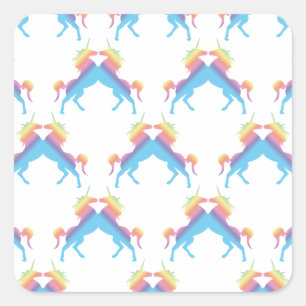 Pegatina Cuadrada Besando Unicornios