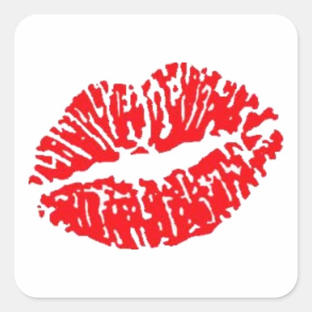 Pegatina Cuadrada Beso de lápiz labial rojo (Anverso)