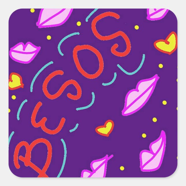 Pegatina Cuadrada besos (Anverso)