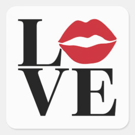 Pegatina Cuadrada Besos de Amor: Edición Labios Rojos Sticker