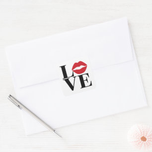 Pegatina Cuadrada Besos de Amor: Edición Labios Rojos Stickers