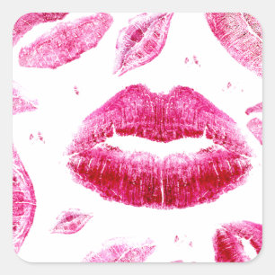 Pegatina Cuadrada Besos por todas partes (blanco)