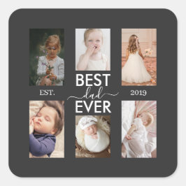 Pegatina Cuadrada Best Dad Ever Customizable year and images