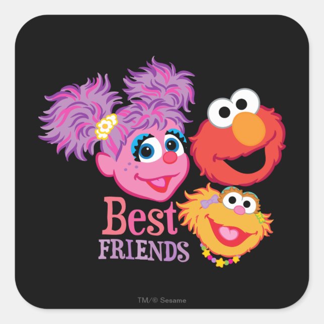 Pegatina Cuadrada Best Friends Sesame Street (Anverso)