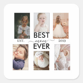 Pegatina Cuadrada Best Mom Ever Customizable year and images