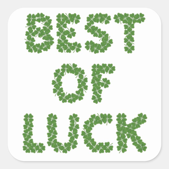 Pegatina Cuadrada Best of Luck Clovers Greeting (Anverso)