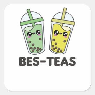 Pegatina Cuadrada Best Teas - Bubble Tea Kawaii Boba Tea Love