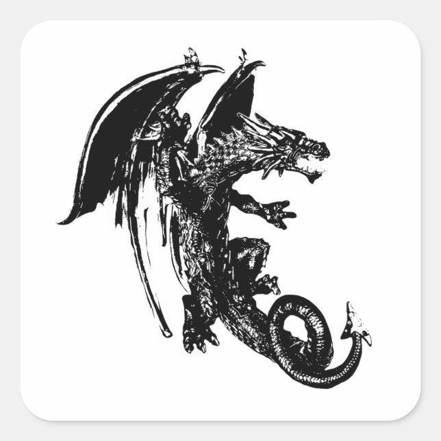 Pegatina Cuadrada Bestia del dragón nocturno (Anverso)