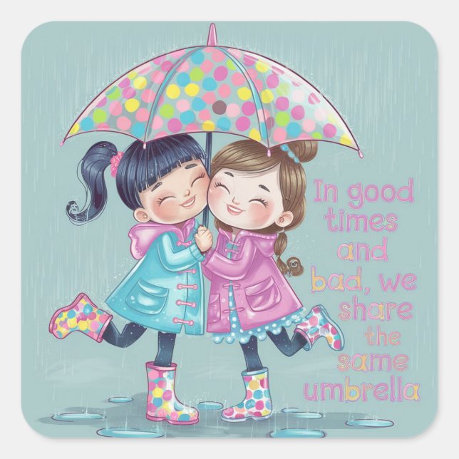 Pegatina Cuadrada Besties (Anverso)