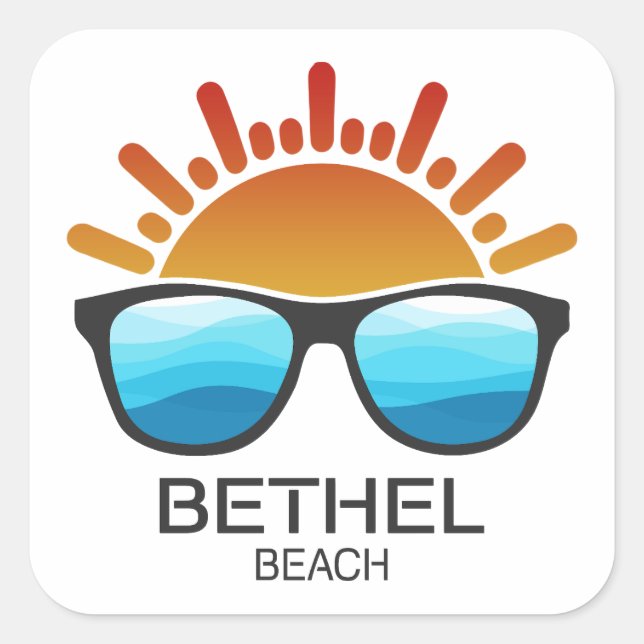 Pegatina Cuadrada Bethel Beach Virginia Sunglasses (Anverso)