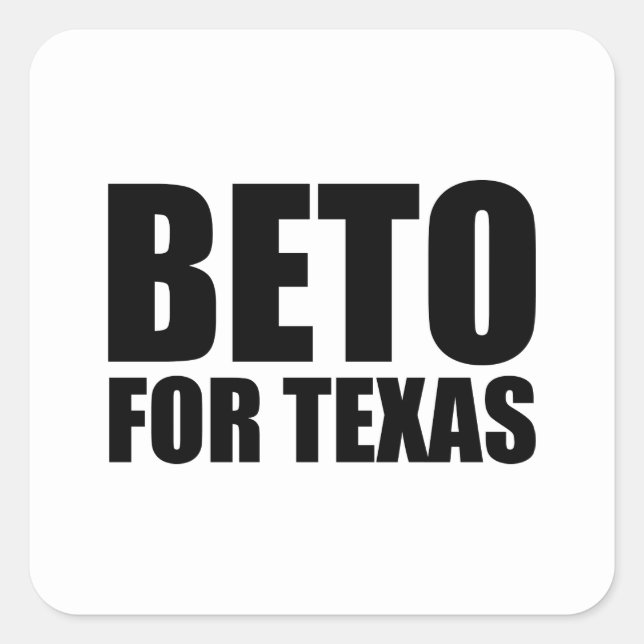 Pegatina Cuadrada Beto para Texas blanco y negro moderno (Anverso)