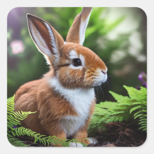 Pegatina Cuadrada "Betsy the Bunny: un dulce deslumbramiento marrón