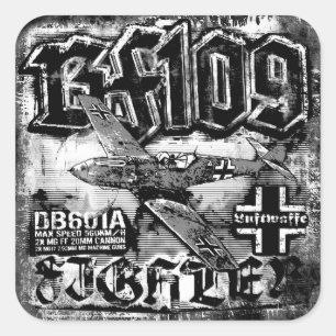 Pegatina Cuadrada Bf 109