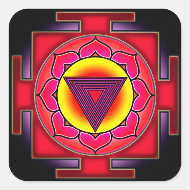 Pegatina Cuadrada Bhairavi Yantra (Anverso)