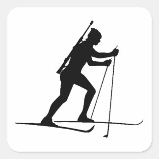 Pegatina Cuadrada Biatlete Silhouette