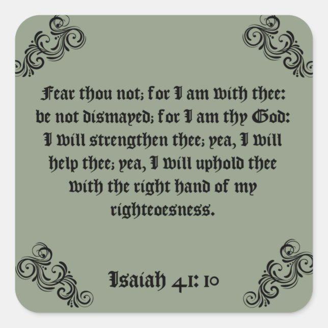 PEGATINA CUADRADA BIBLE SCRIPTURE "FEAR THOU NOT"  (Anverso)