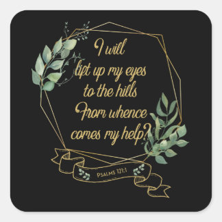 Pegatina Cuadrada Biblia cristiana versus hojas de eucalipto