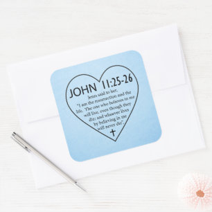 Pegatina Cuadrada Biblia - Juan 11:25-26