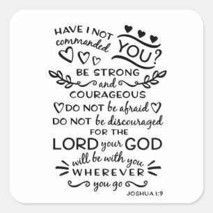 Pegatina Cuadrada Biblia Verse Joshua 1:9